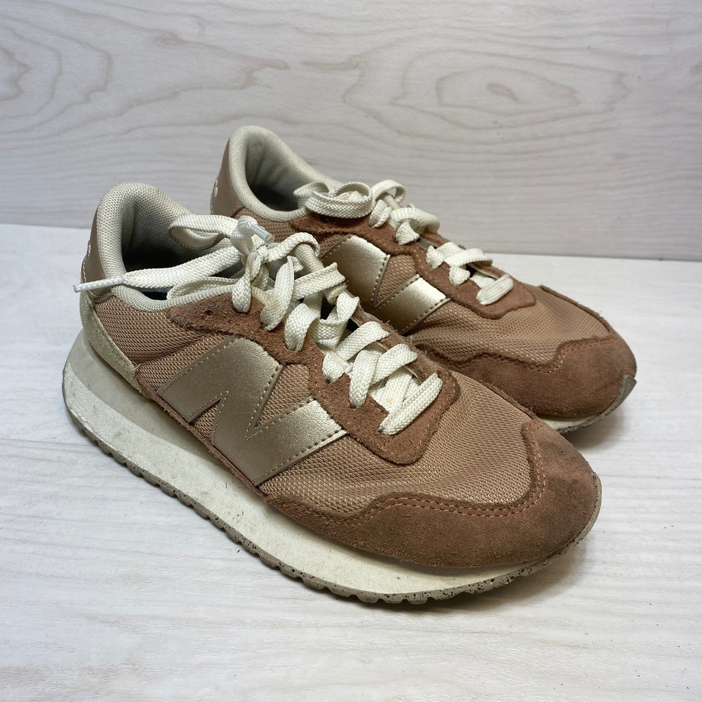 New Balance 237 Women‎ Rose Gold Tan Suede Mesh Sneakers WS237MSC Size 6